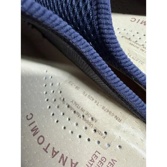 Fly Flot Woman’s 6.5 Eu 37 Italian Navy Slide Slip Sandal Cushion Anti Shock - Picture 6 of 6